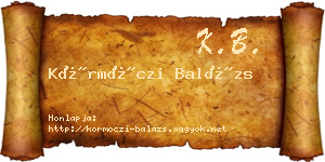 Körmöczi Balázs névjegykártya