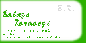 balazs kormoczi business card