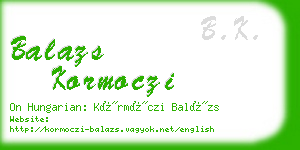 balazs kormoczi business card